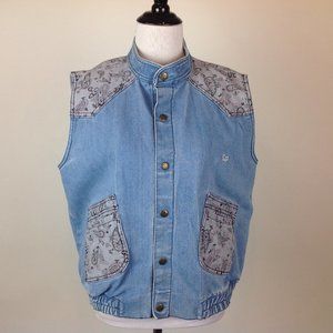 Vintage CP Proper Denim Vest Womens Large Paisley